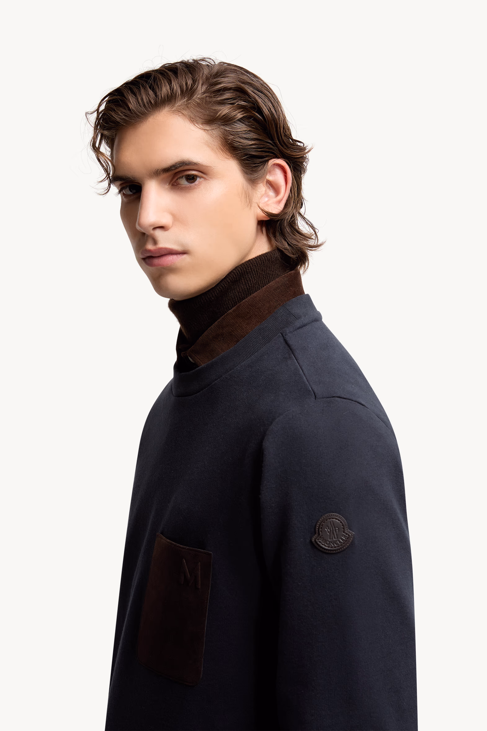 Cotton & Cashmere Sweatshirt with Pocket Men Navy Blue Moncler 4